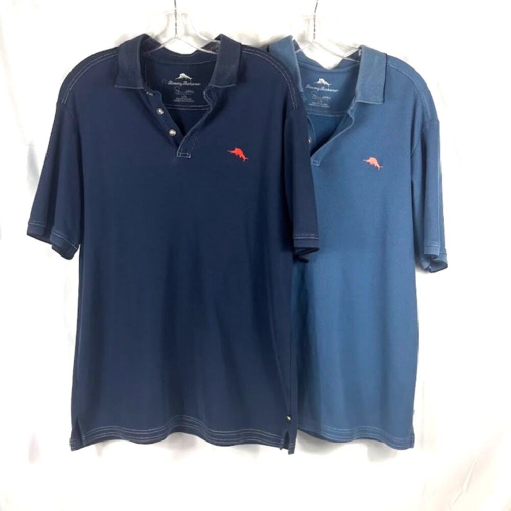 2x TOMMY BAHAMA L Polo Supima Cotton Blue